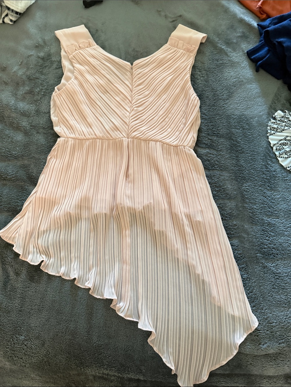 BCBGMaxAzria Blush Pleated Asymmetrical Ruffle Top - Picture 3 of 4